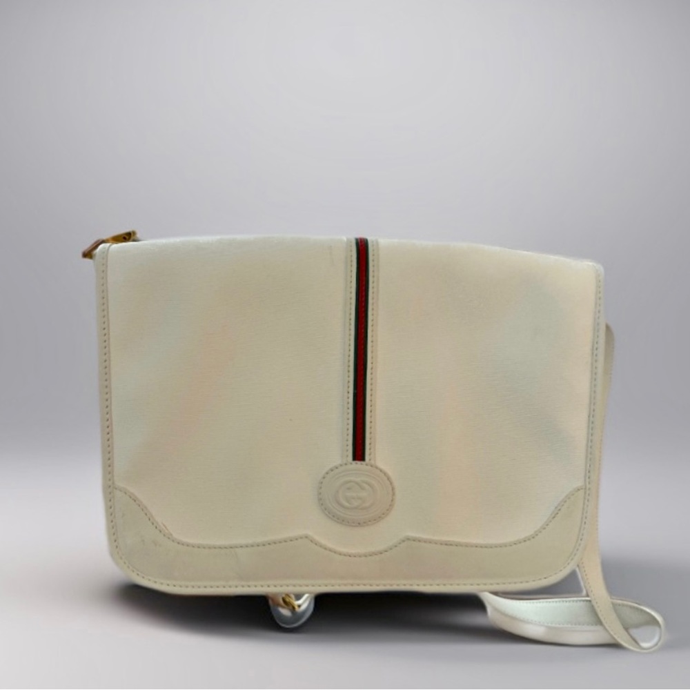 Vintage RARE 1970’s White Gucci Messenger Bag [AUTHENTIC]